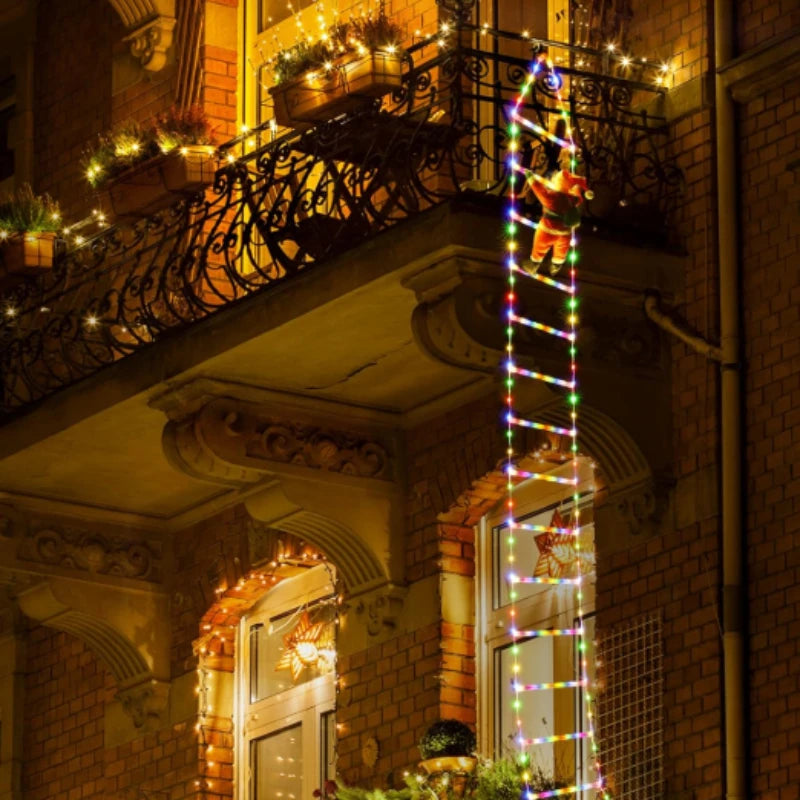 Climbing Santa Ladder – Lighted Christmas Rope Ladder Decoration