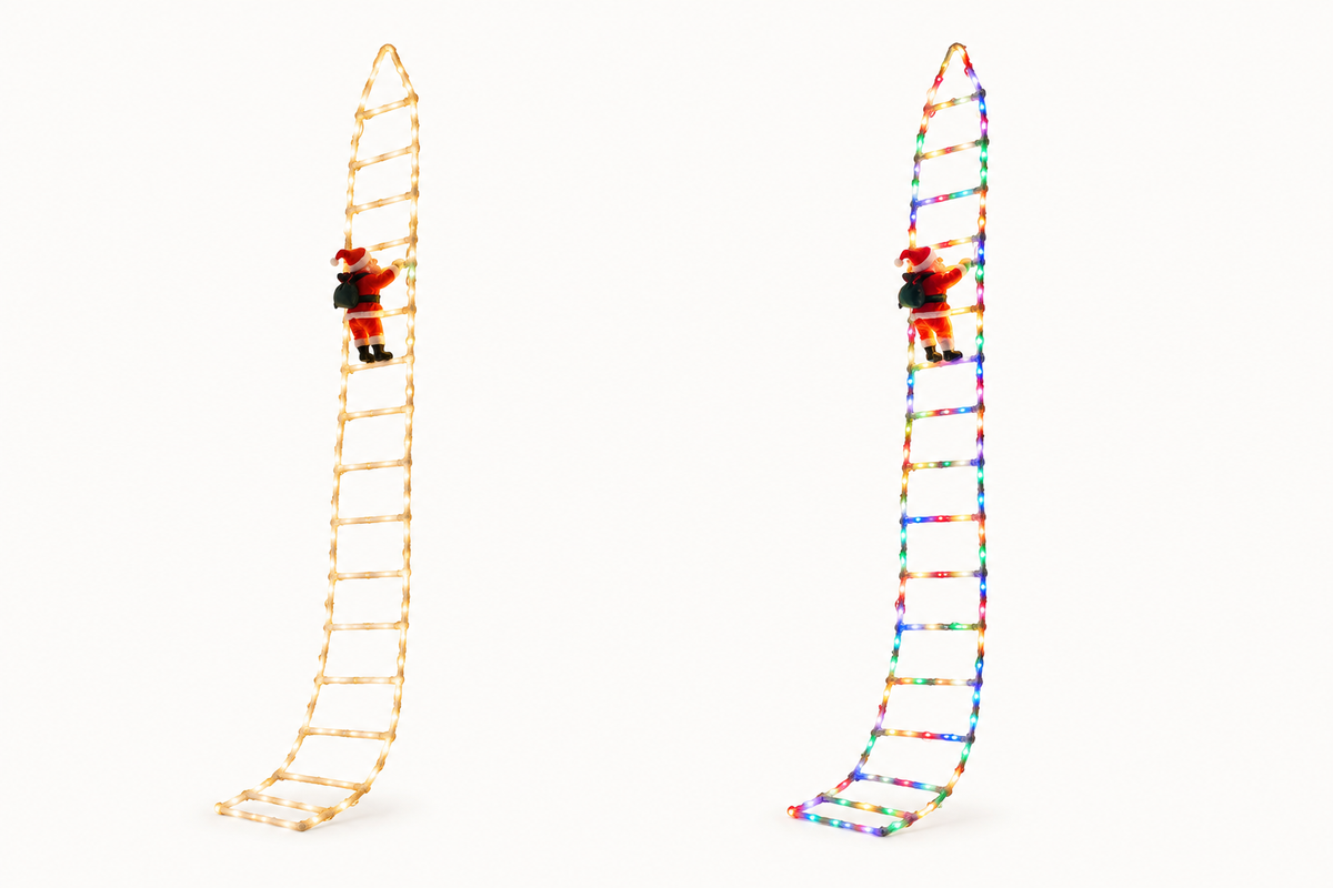 Climbing Santa Ladder – Lighted Christmas Rope Ladder Decoration